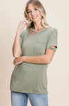 Olive Distressed T Shirt